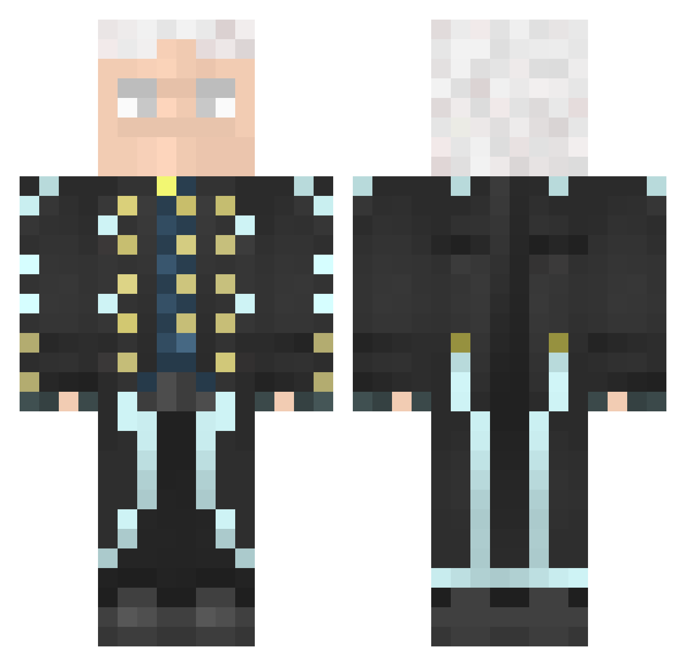 MrKTZ Minecraft skin, front and back view