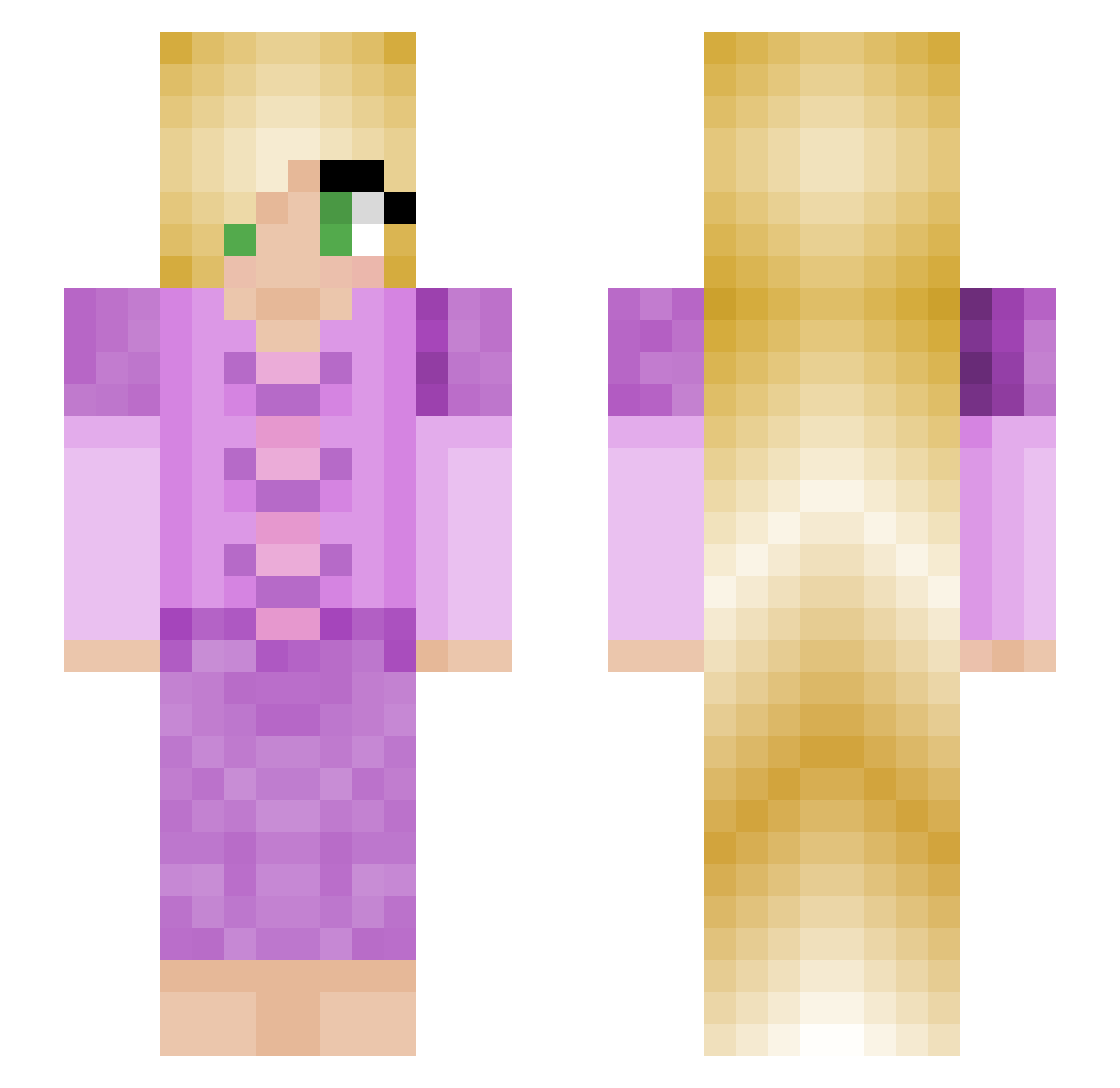 Depolymerization Minecraft skin, front and back view