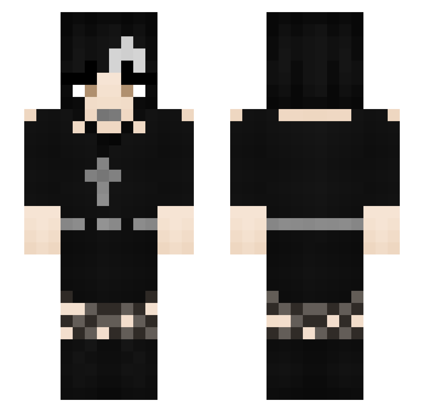 robocroww Minecraft skin, front and back view