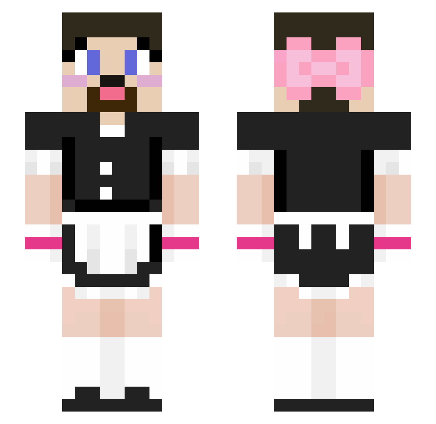 petiteman Minecraft skin, front and back view
