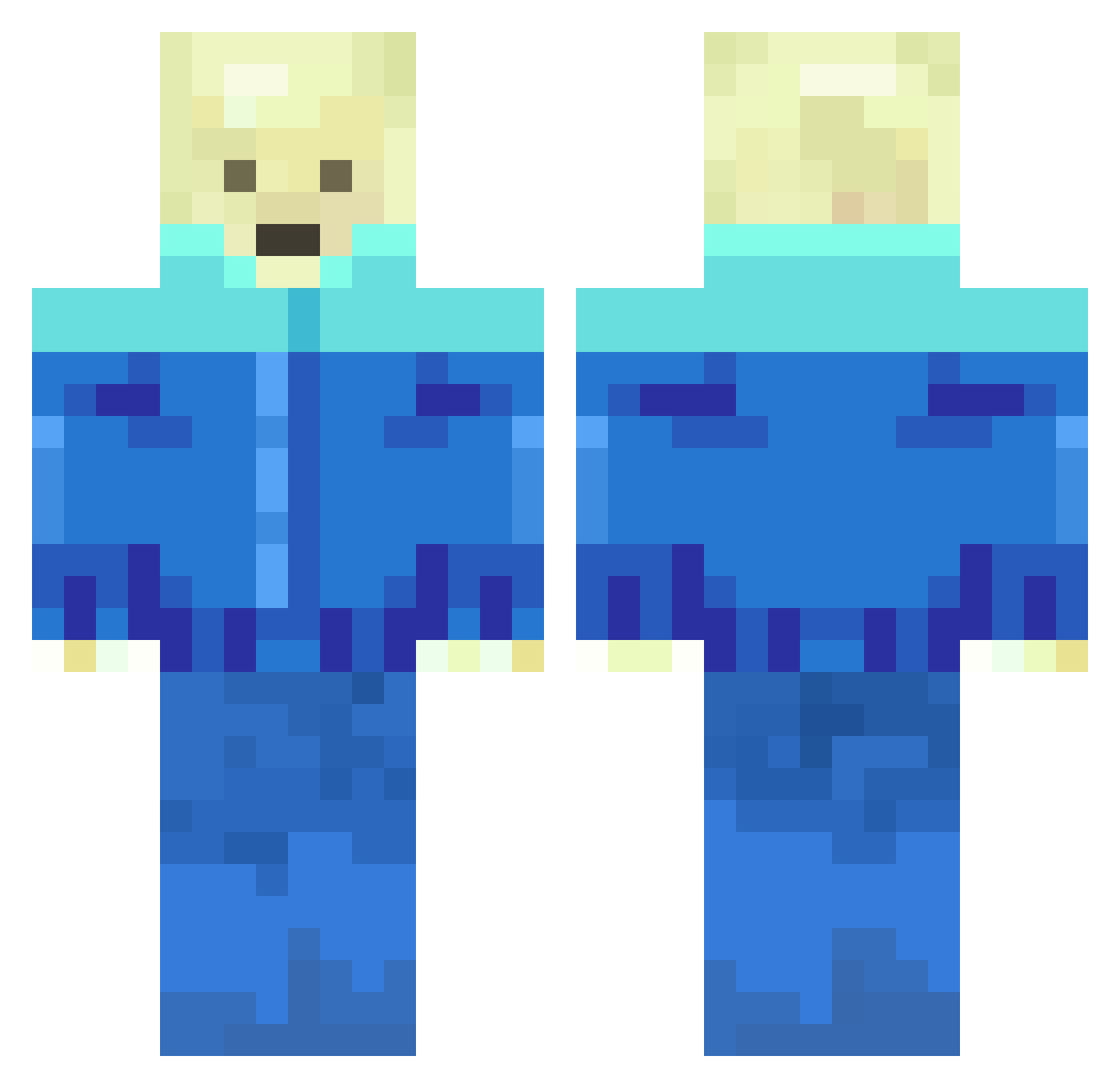 STOPDIGGININYBT Minecraft skin, front and back view