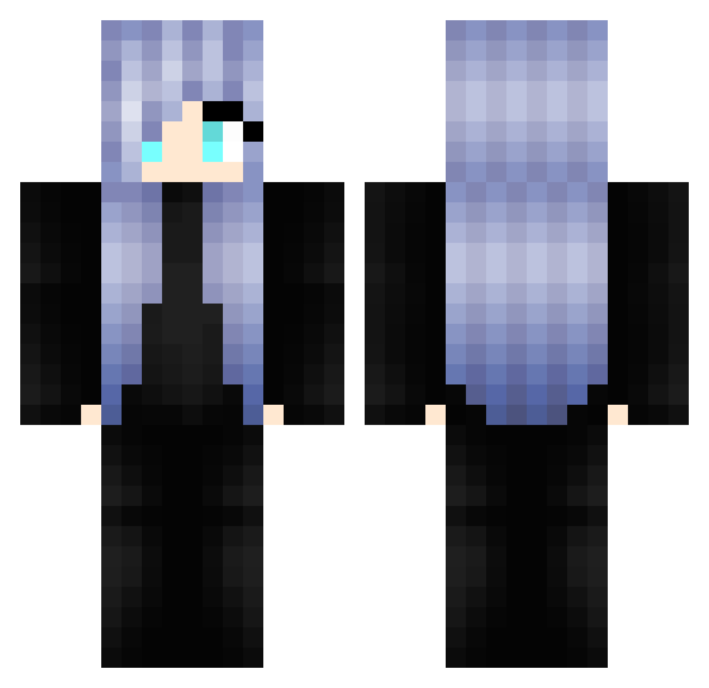 tensaiw Minecraft skin, front and back view