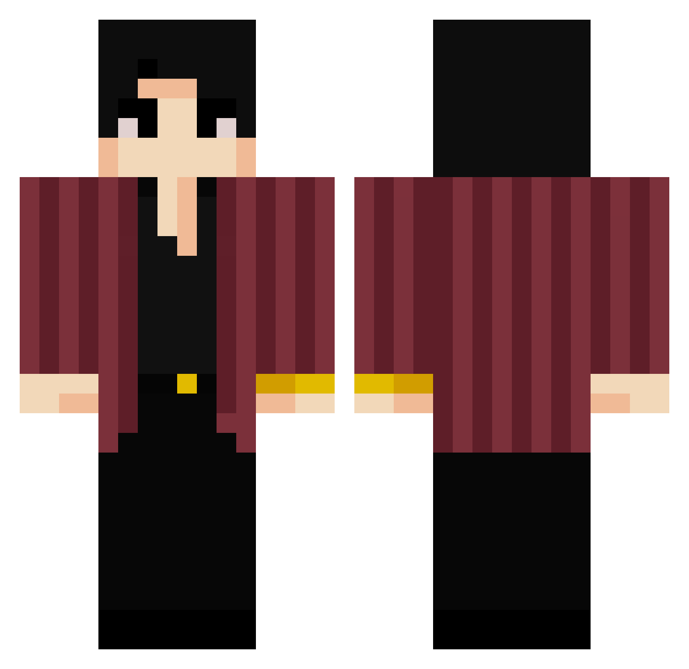 TheBoiDlive Minecraft skin, front and back view