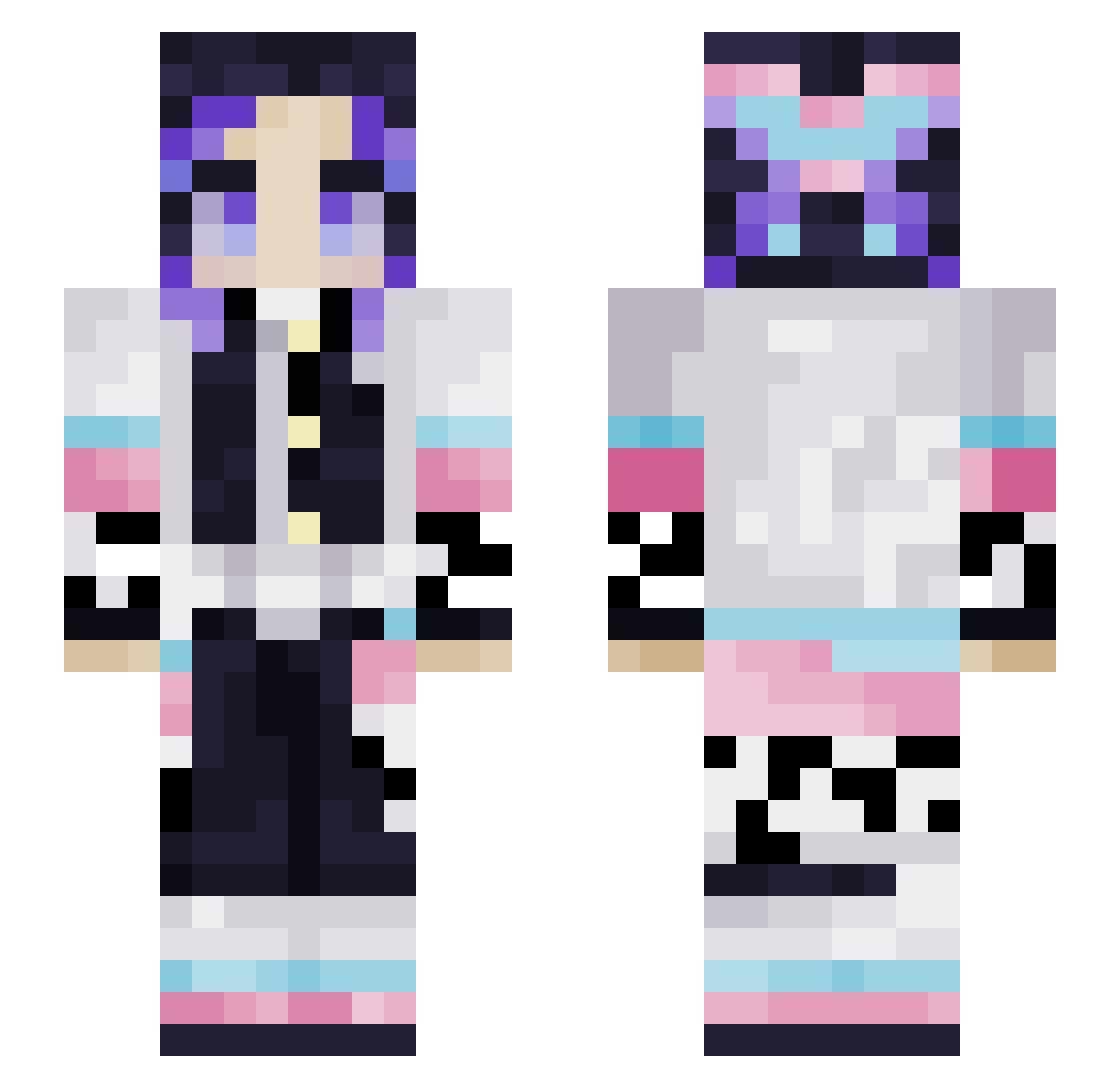 Sheiza Minecraft skin, front and back view