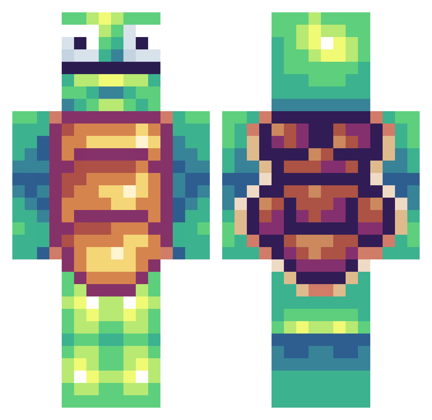 RykeCypher Minecraft skin, front and back view