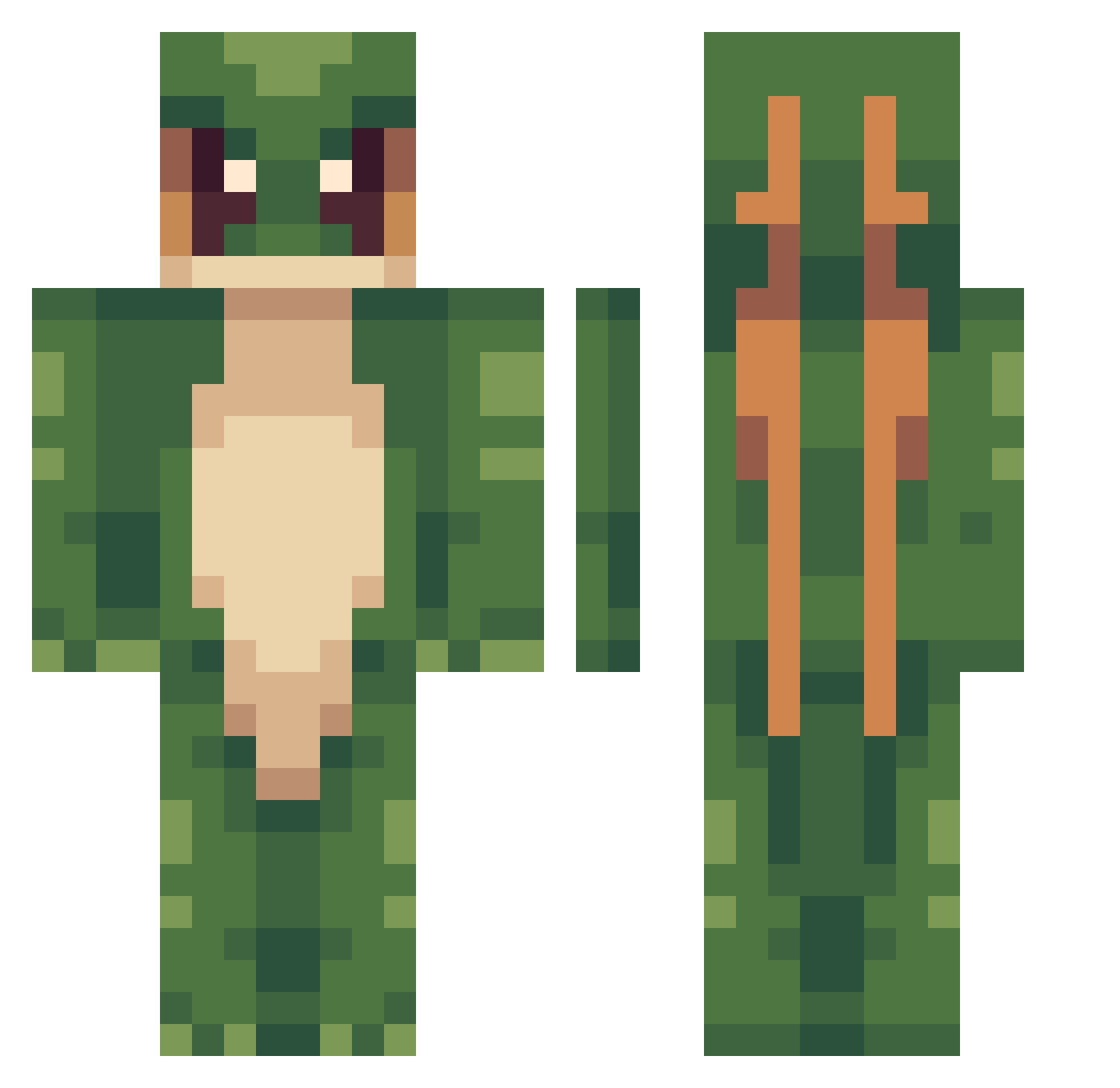 XePaSe Minecraft skin, front and back view