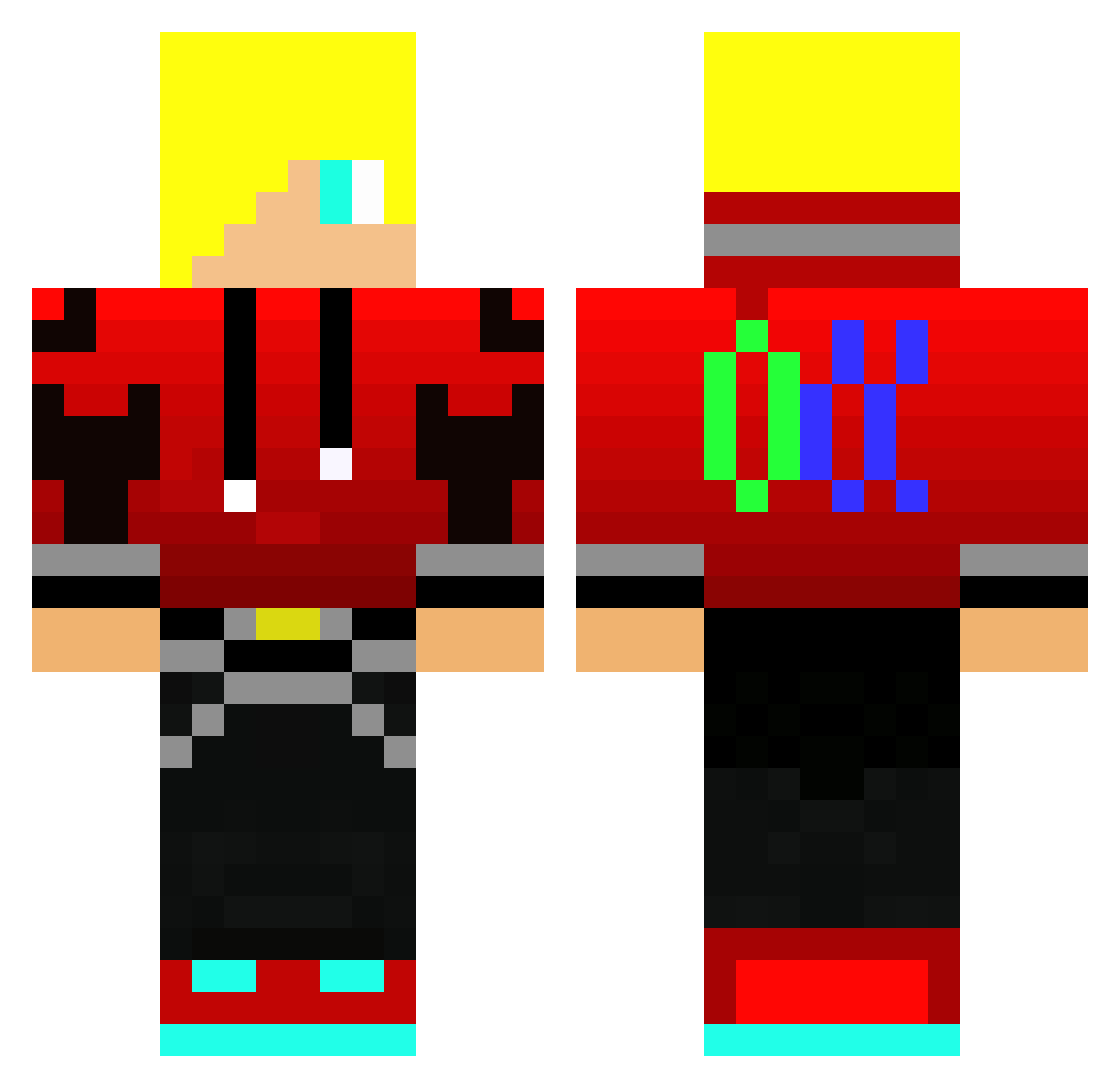 Rises Minecraft skin, front and back view