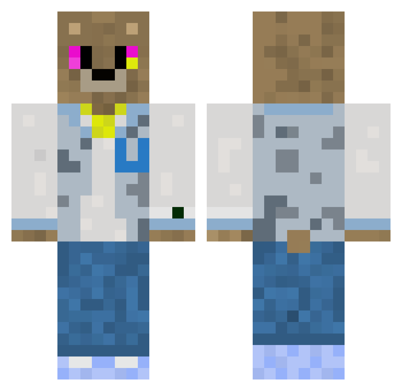 XxTroglodyte Minecraft skin, front and back view