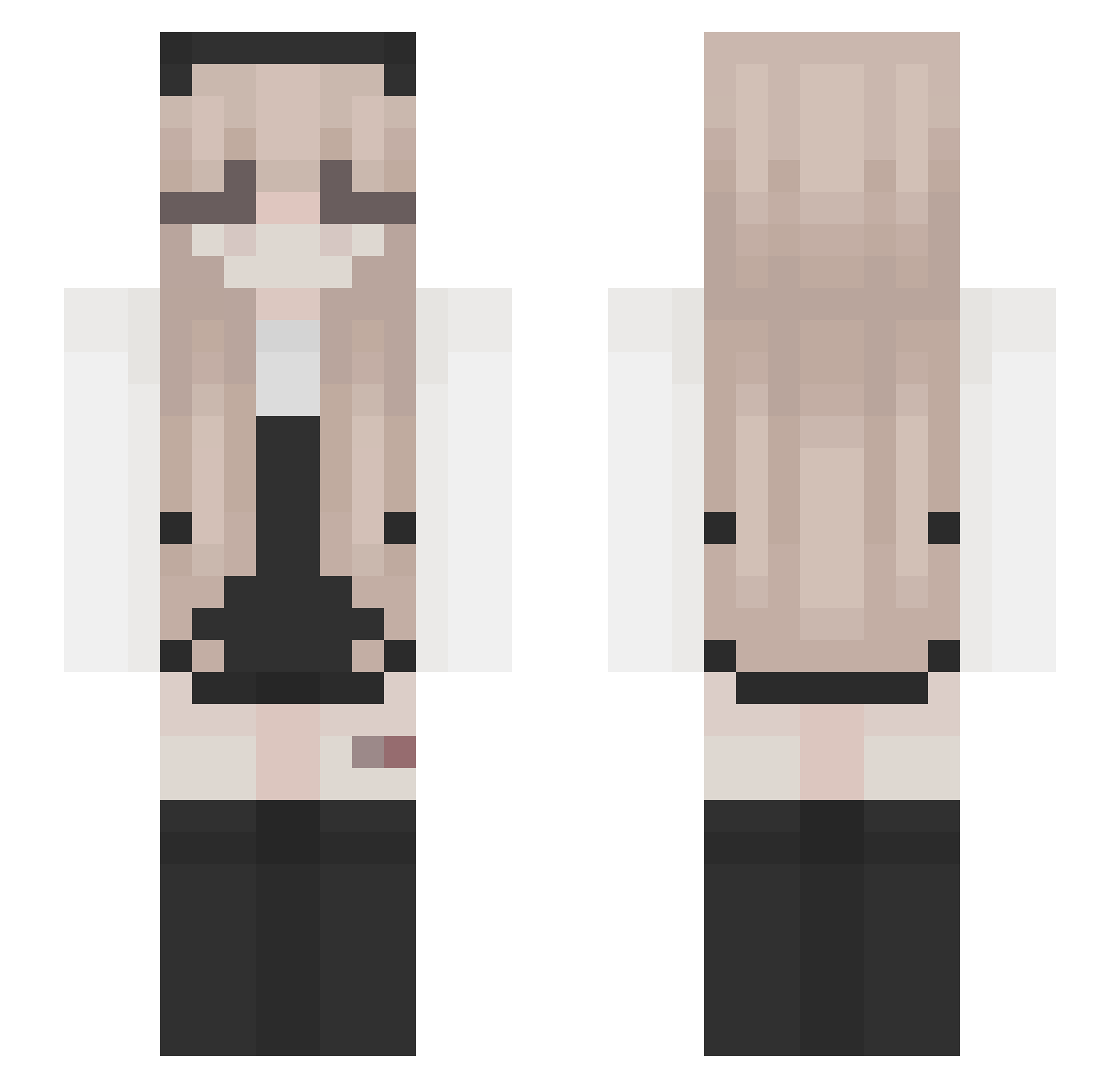 hairylefttoe Minecraft skin, front and back view
