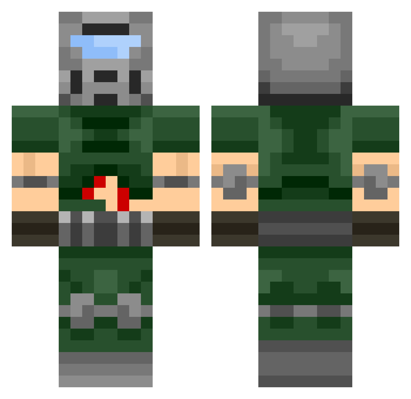 Doomer Minecraft skin, front and back view