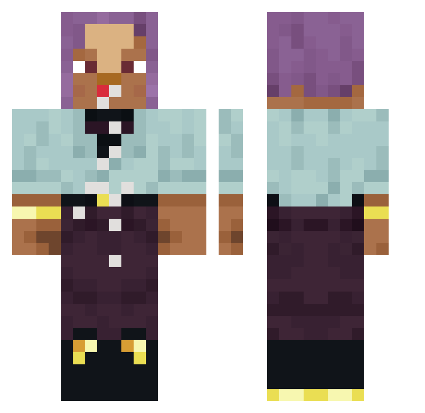 XoJoo Minecraft skin, front and back view
