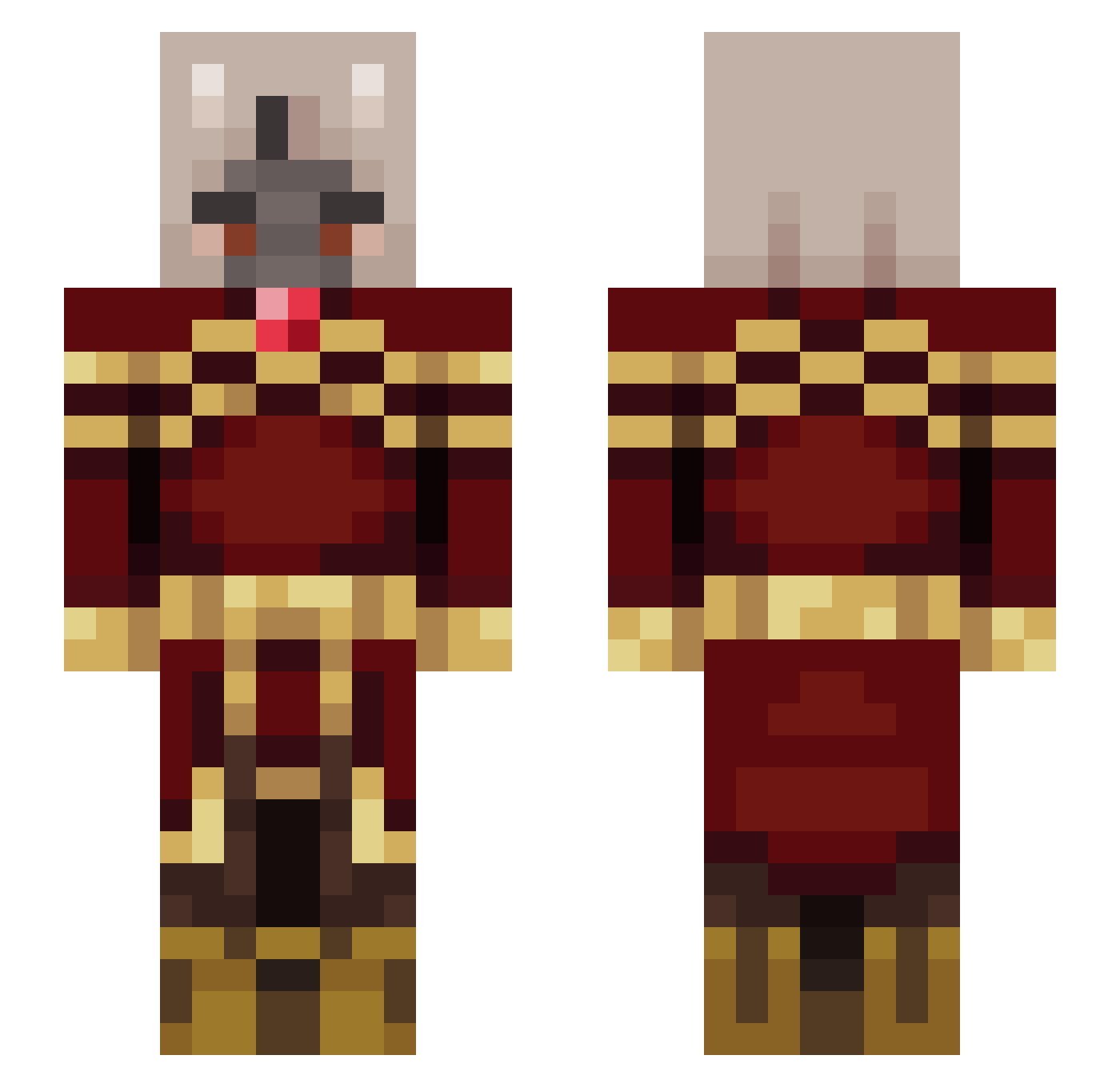 Yqlk Minecraft skin, front and back view