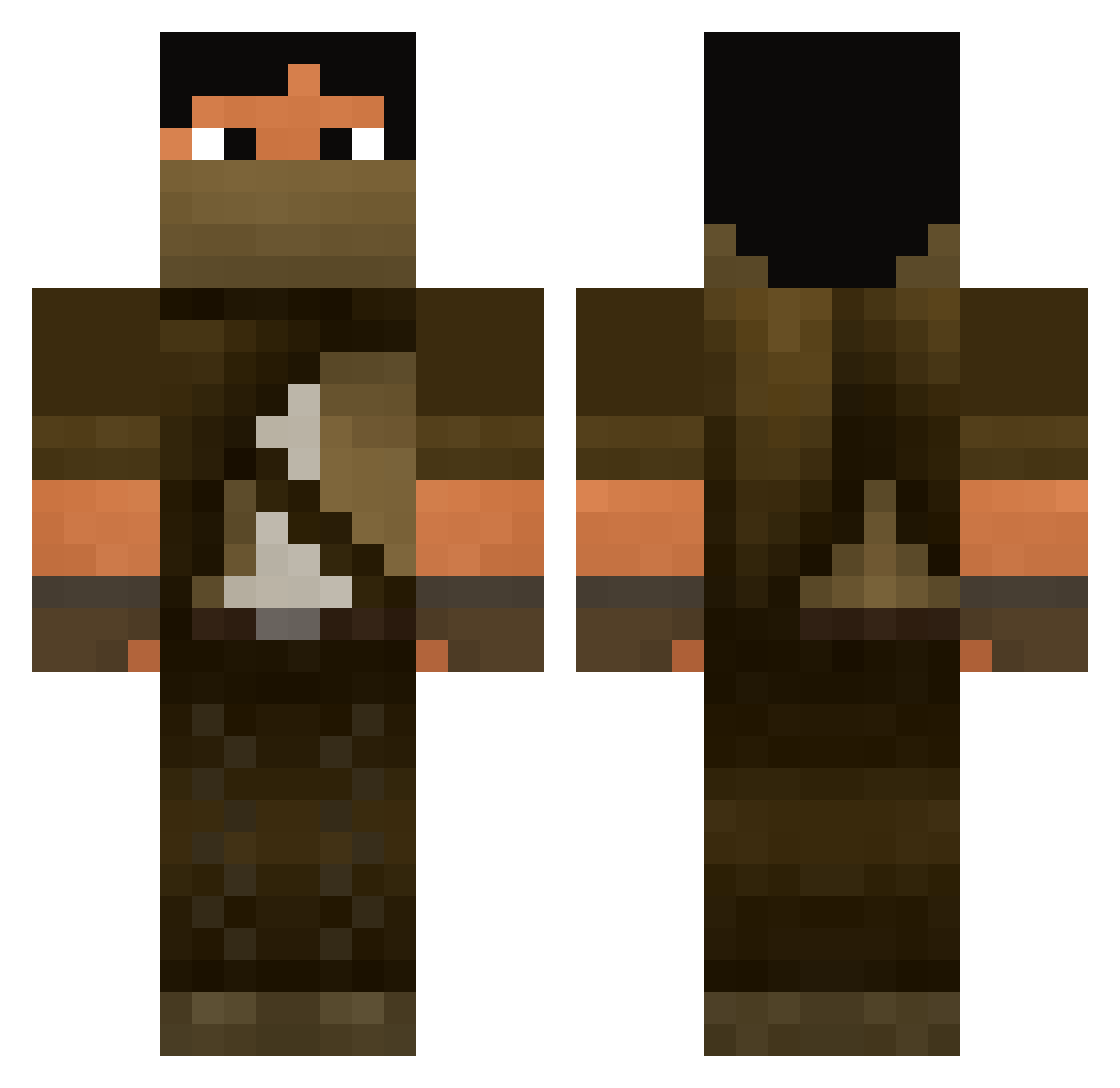 Retax Minecraft skin, front and back view