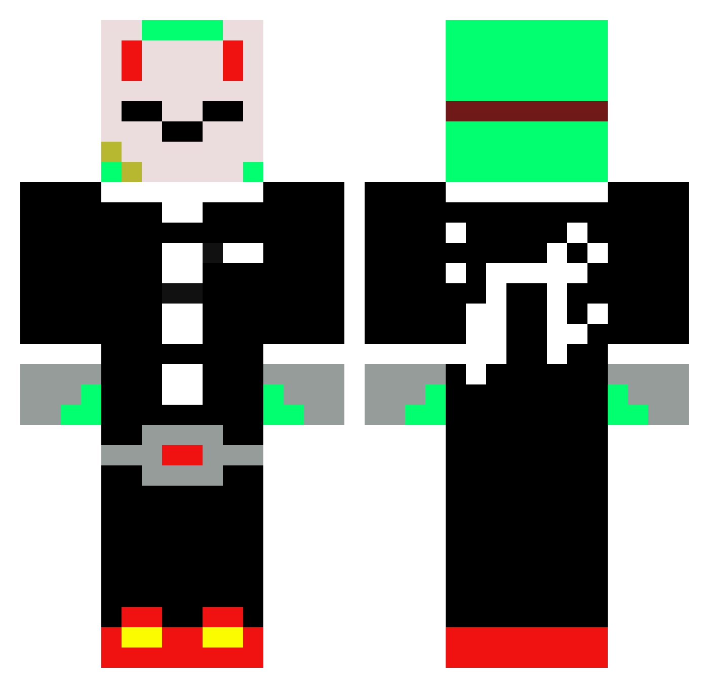 DS_RoundAppleYT Minecraft skin, front and back view
