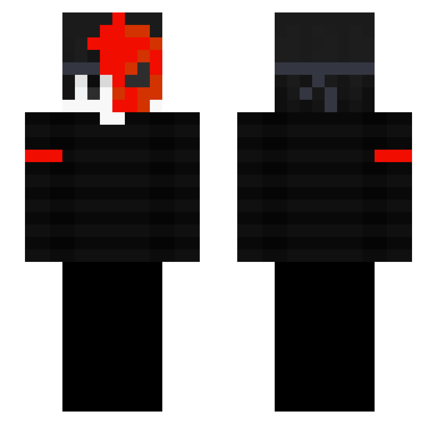 R1zzInComeBack Minecraft skin, front and back view