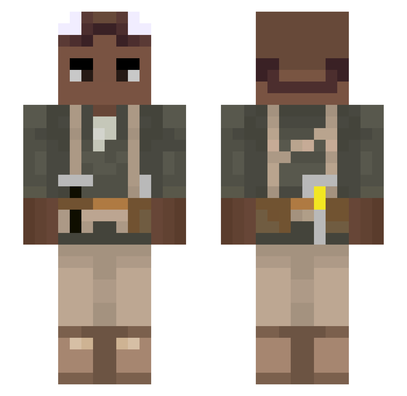 Weibley Minecraft skin, front and back view