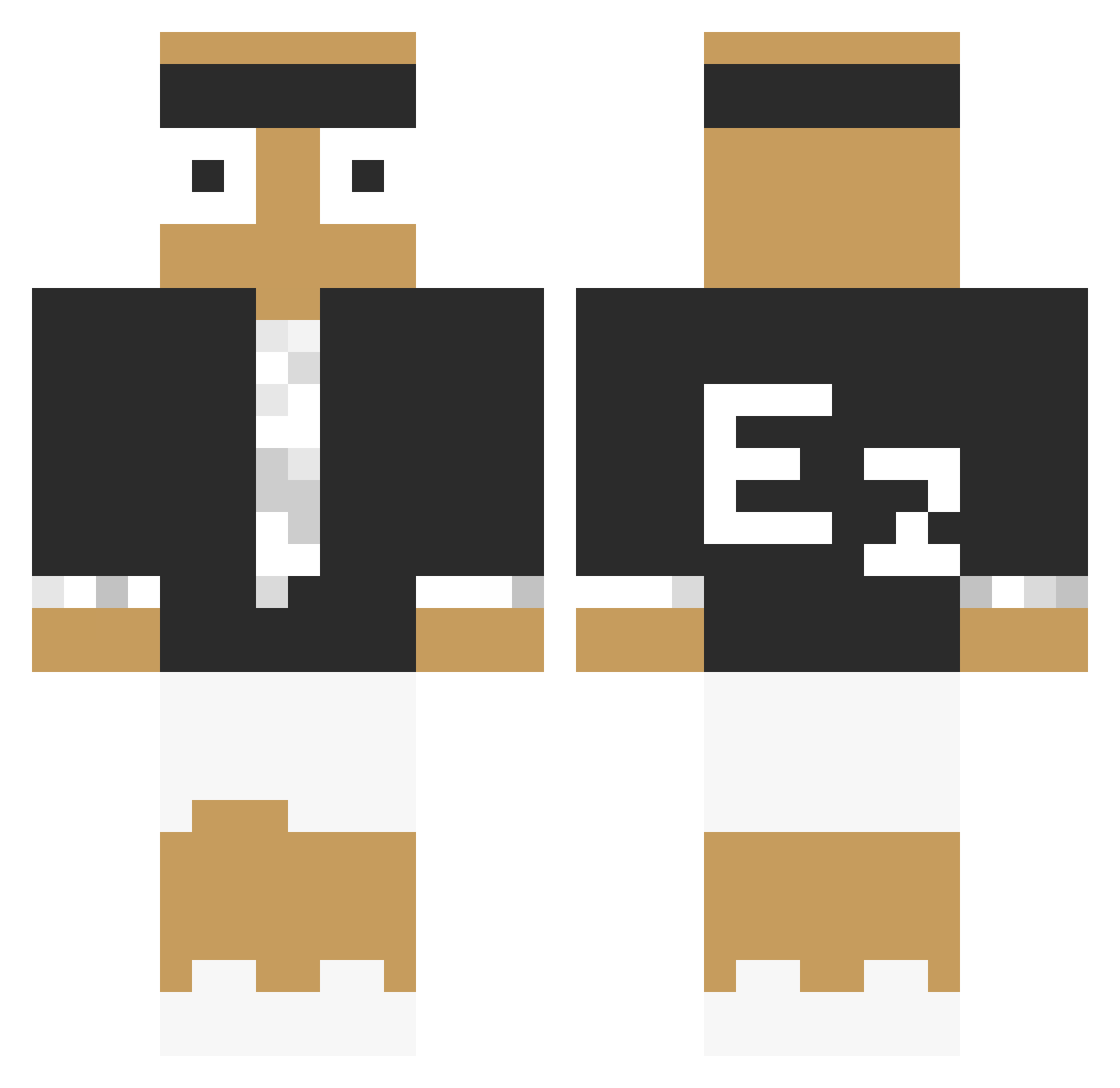 QeepoRTX Minecraft skin, front and back view