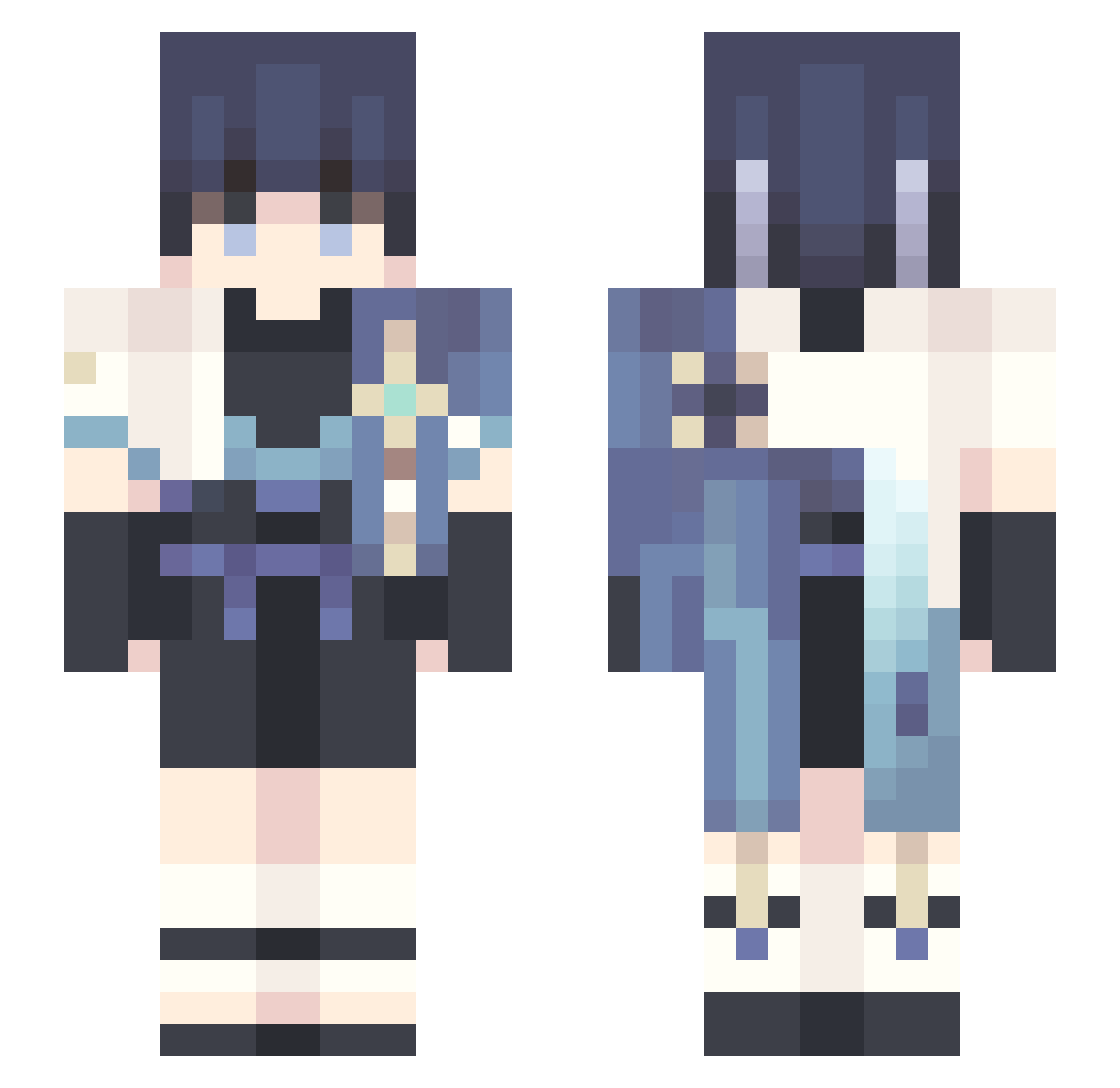 ThatEyeless Minecraft skin, front and back view