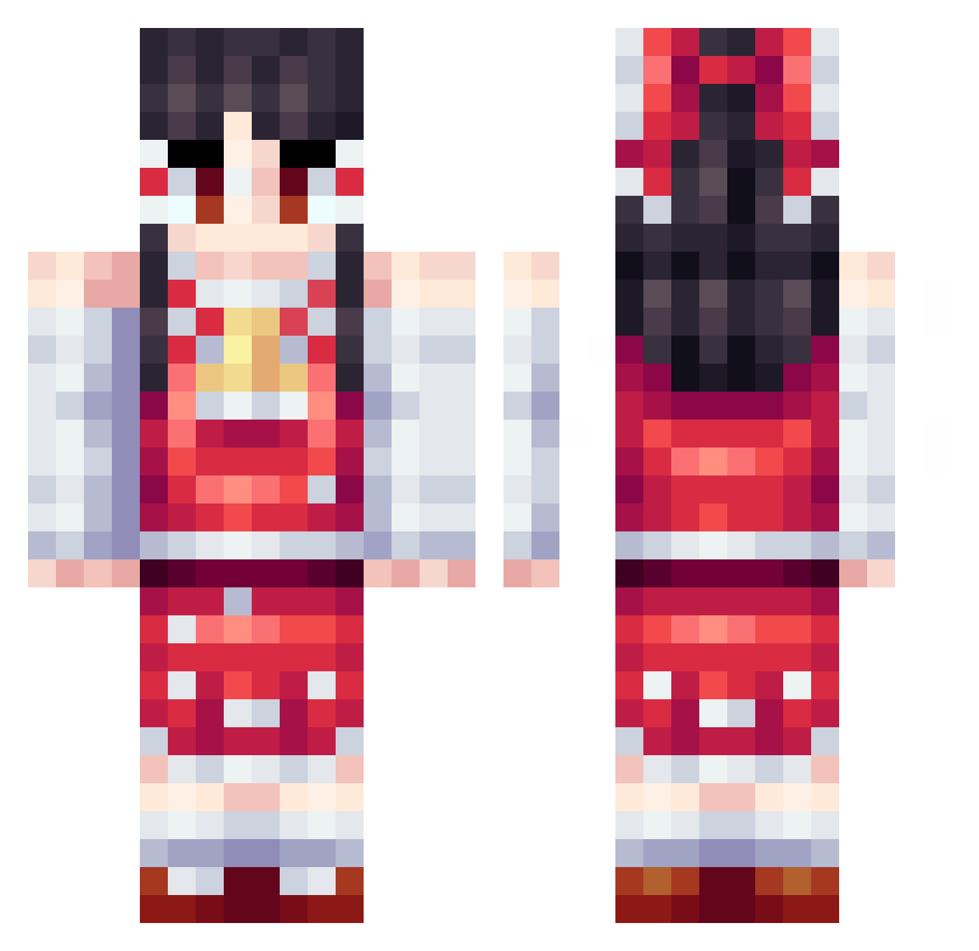 OddHoneyBadger Minecraft skin, front and back view