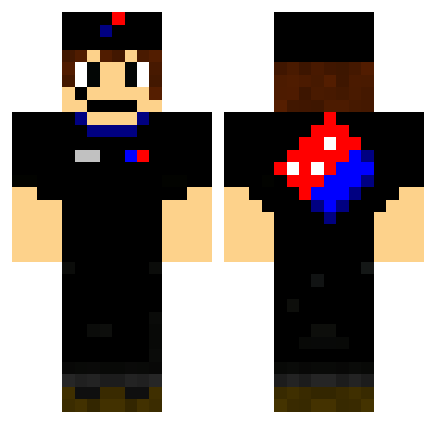 PizzaDominos Minecraft skin, front and back view