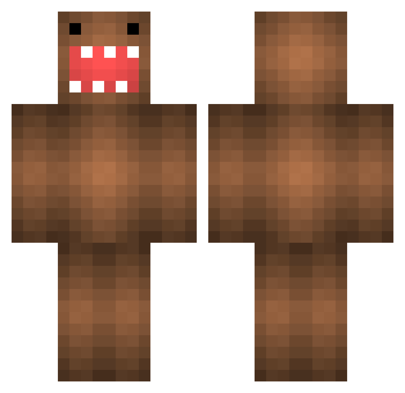 Unsuspected Minecraft skin, front and back view
