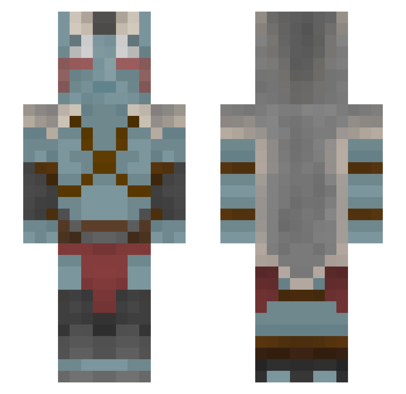 Mikain Minecraft skin, front and back view