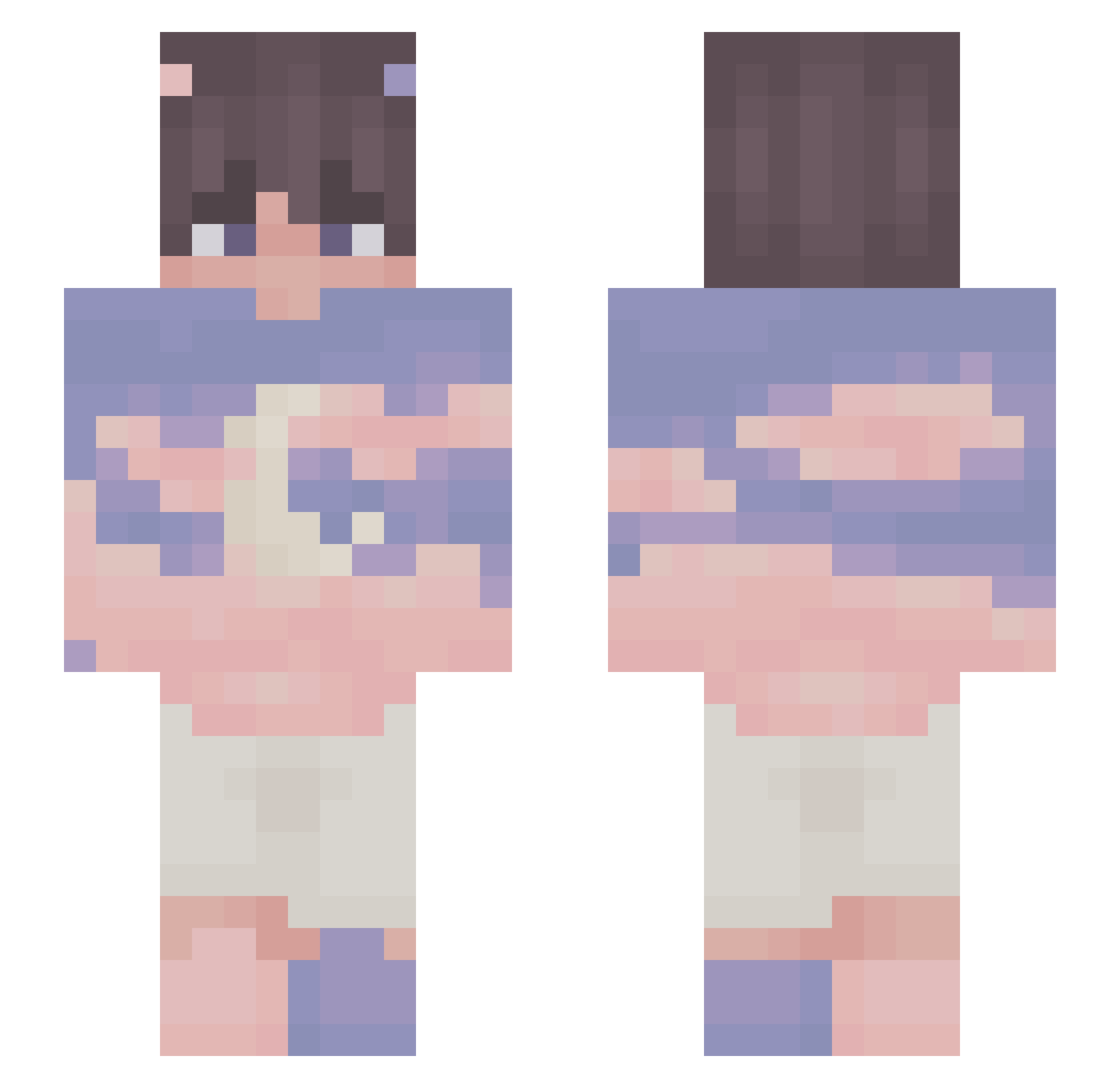 otaski Minecraft skin, front and back view