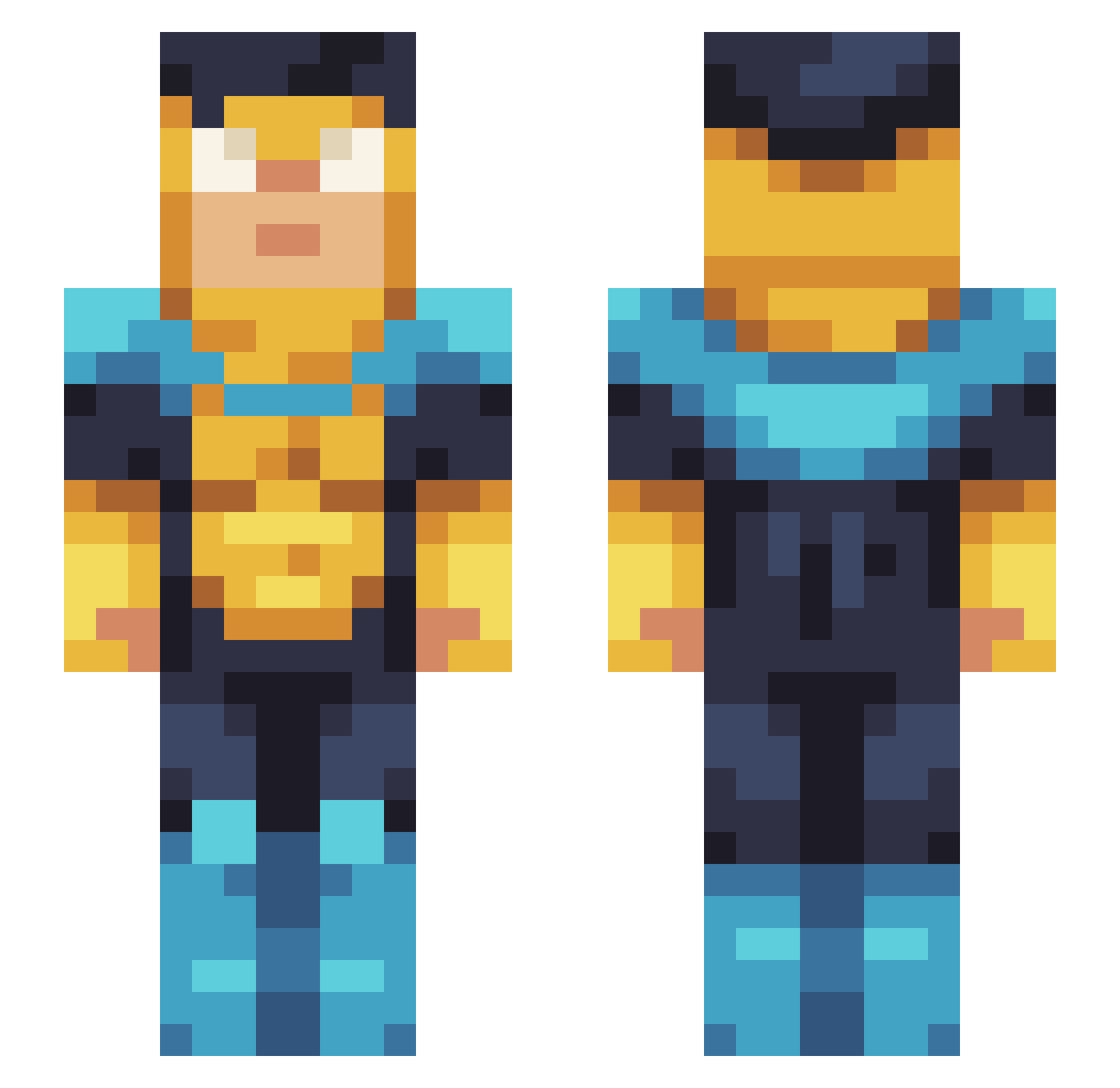 MasOnJava13 Minecraft skin, front and back view