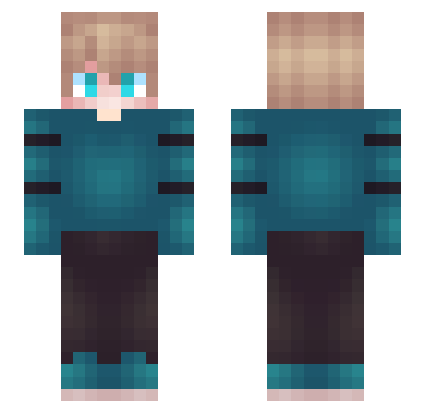 RamenKatze Minecraft skin, front and back view