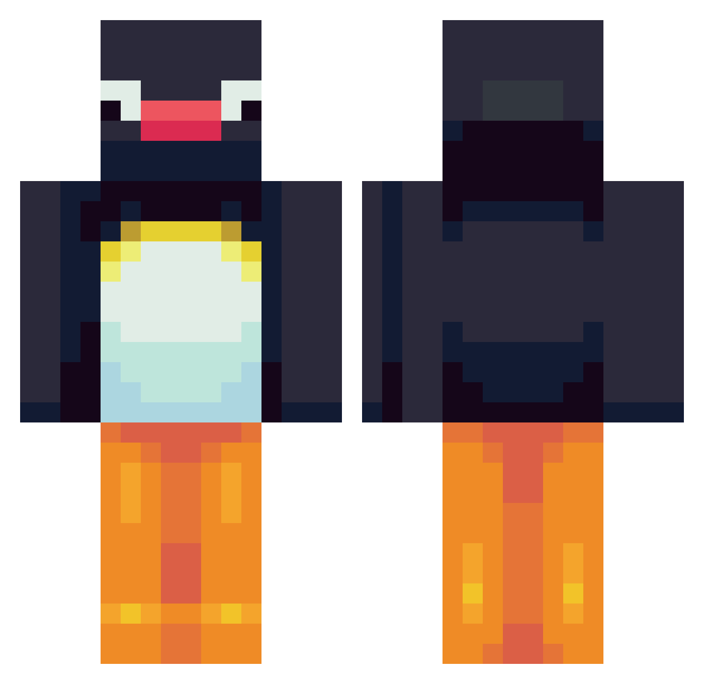 Pingungineer Minecraft skin, front and back view