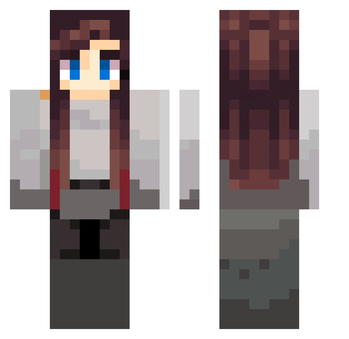 Darkaxolotl98 Minecraft skin, front and back view