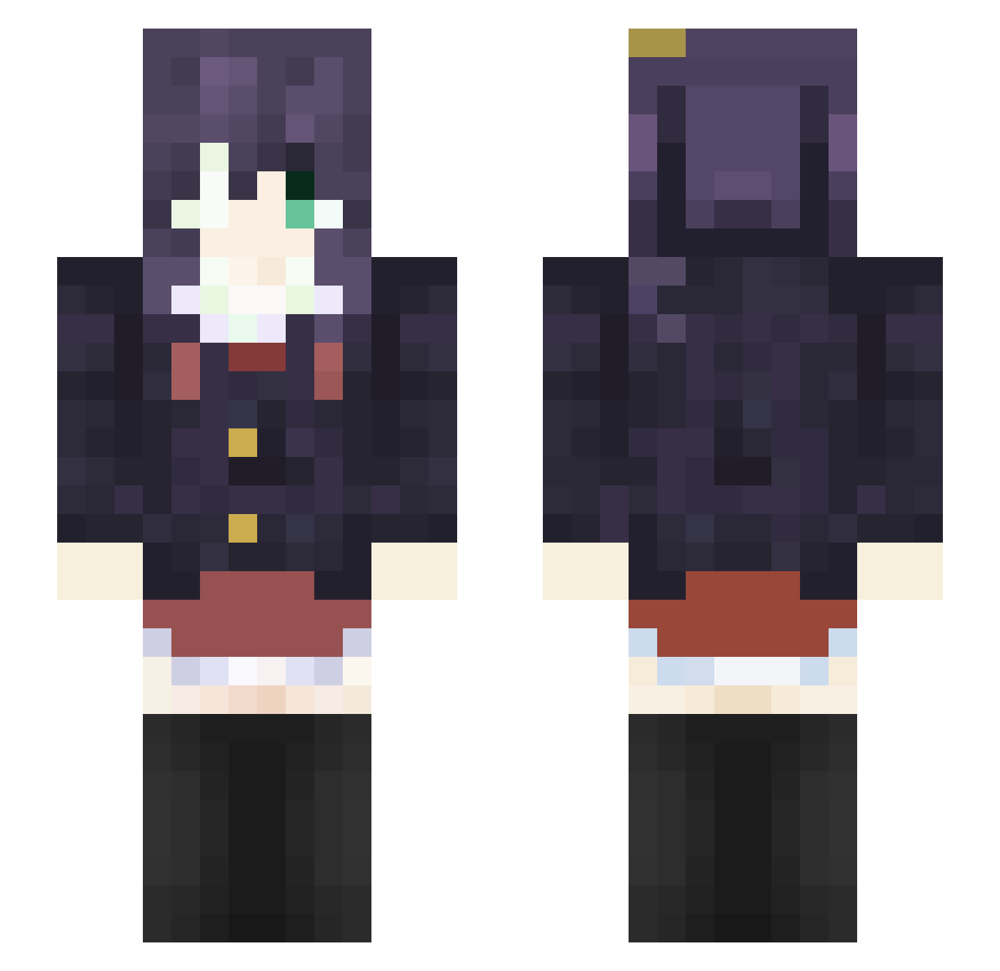 Crashfix Minecraft skin, front and back view