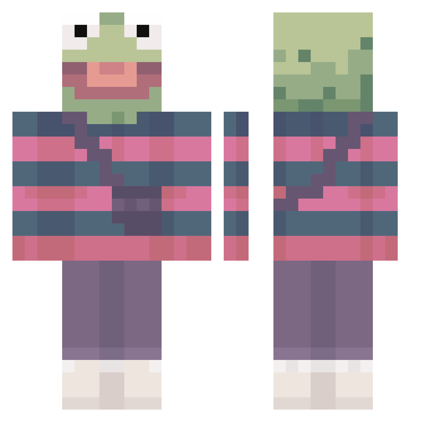 ForgetFree Minecraft skin, front and back view