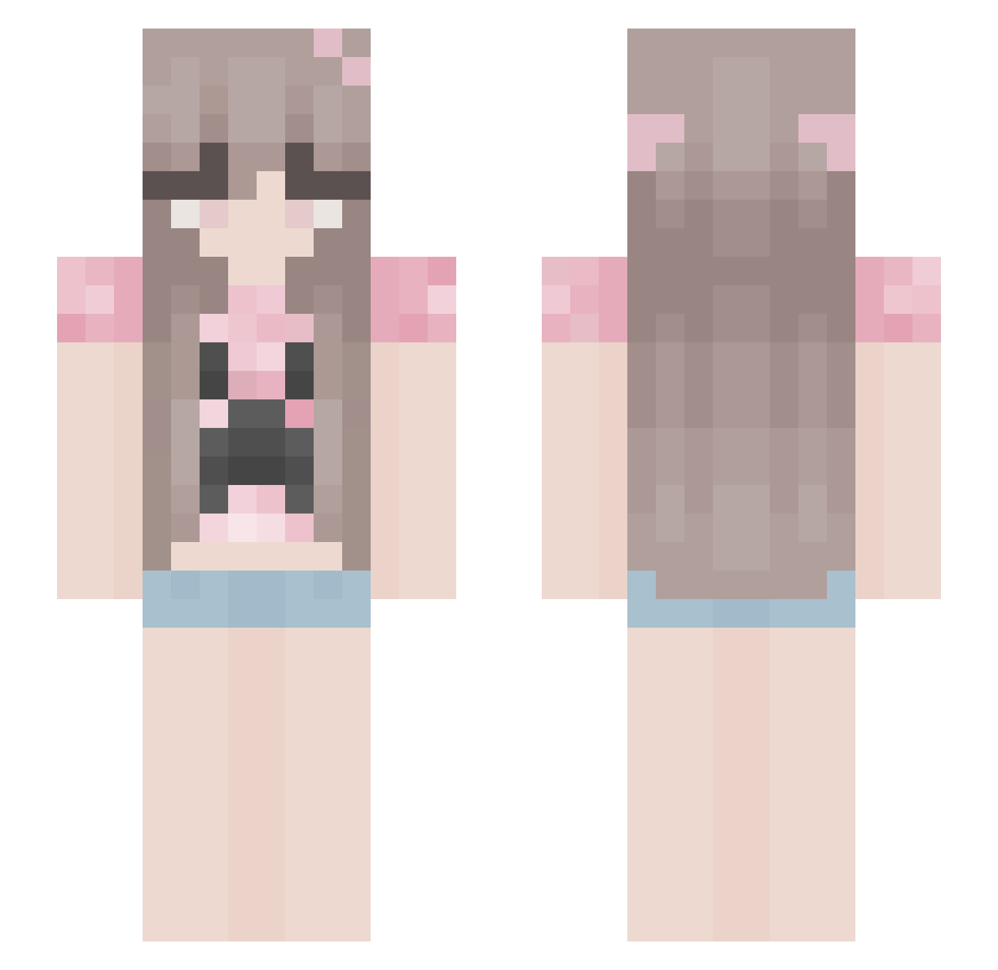 b7nn Minecraft skin, front and back view