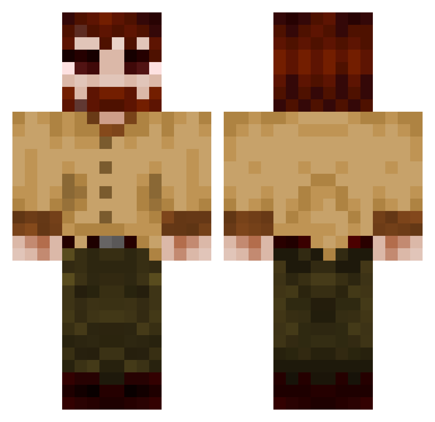 Slaye Minecraft skin, front and back view