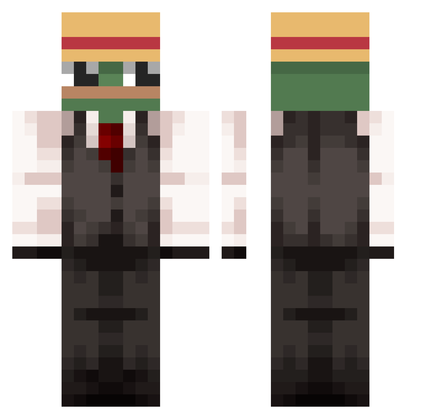 Dekaper Minecraft skin, front and back view