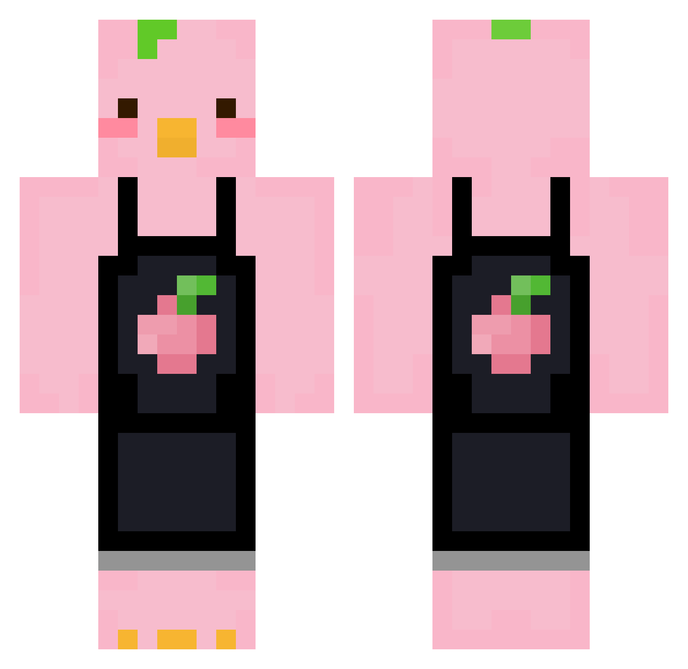 bravePEACH_ Minecraft skin, front and back view