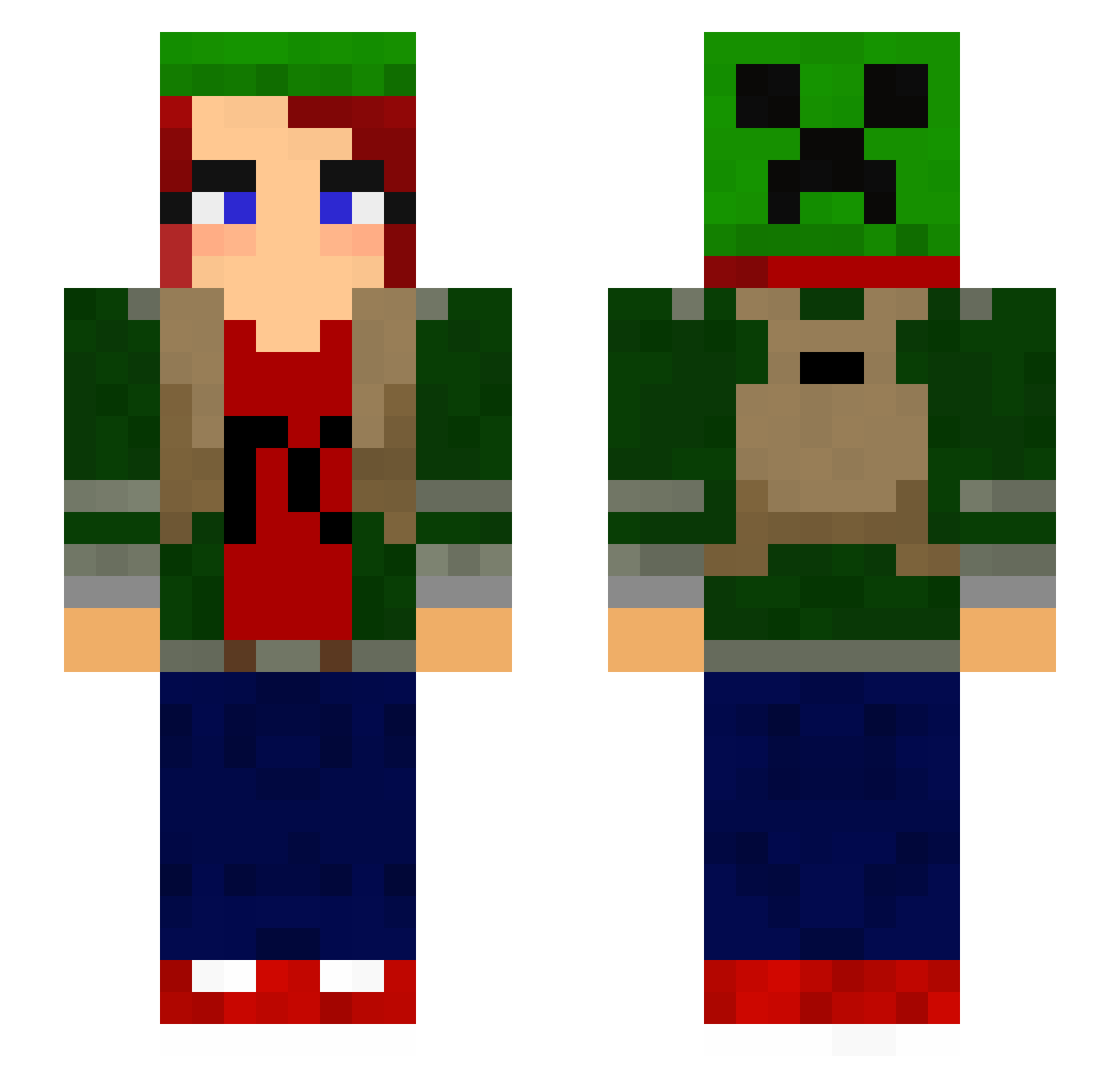 Tacticalcreeper7 Minecraft skin, front and back view