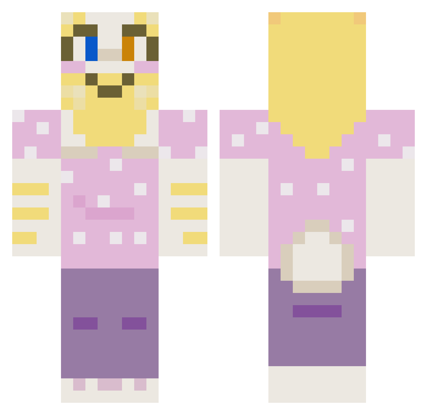 TakaVara Minecraft skin, front and back view