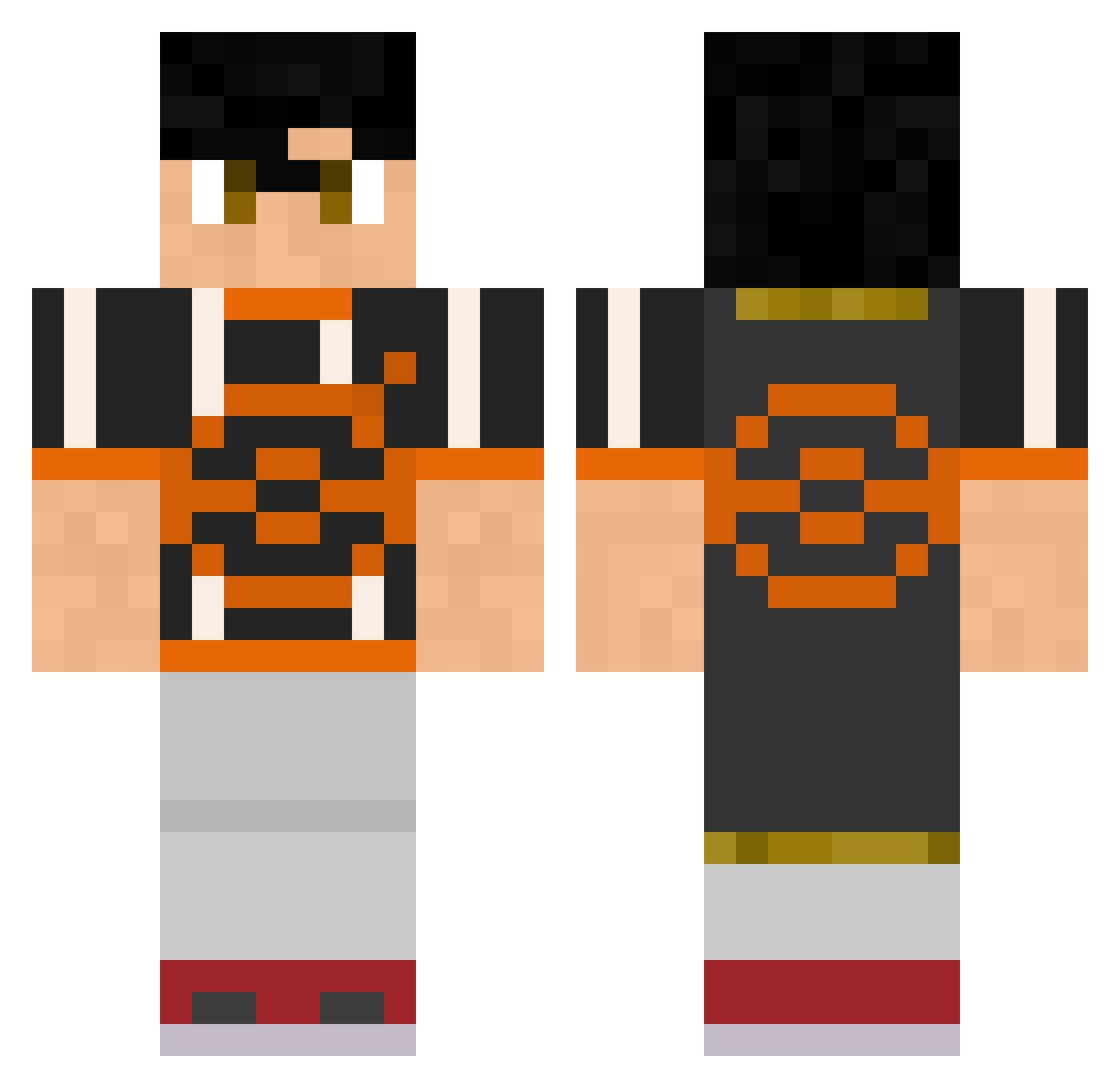 MunchingOrange Minecraft skin, front and back view