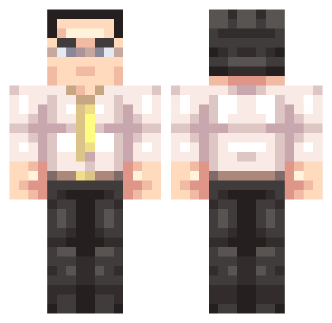 Thanoids Minecraft skin, front and back view