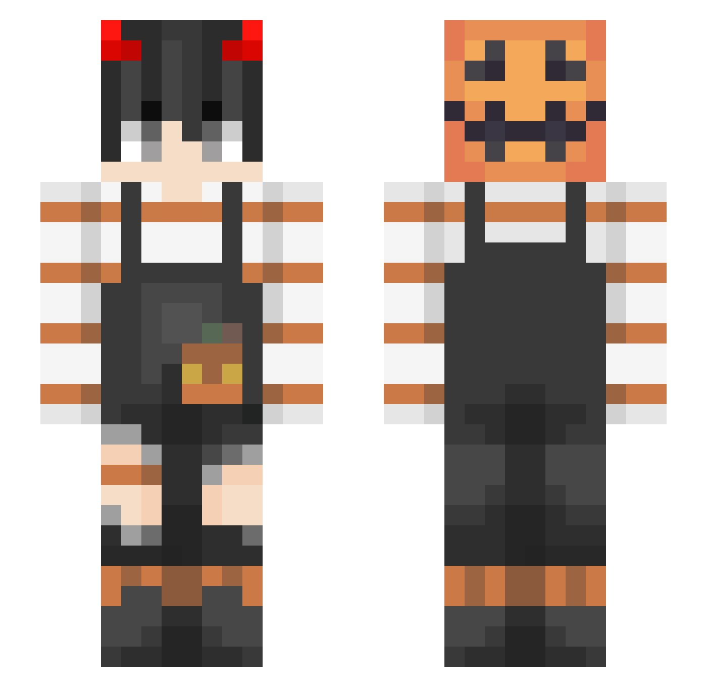 JaviKakita Minecraft skin, front and back view