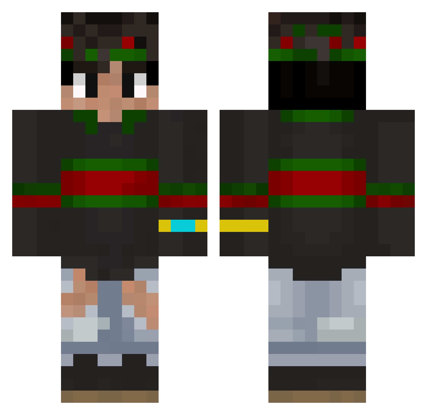 Zuavo Minecraft skin, front and back view