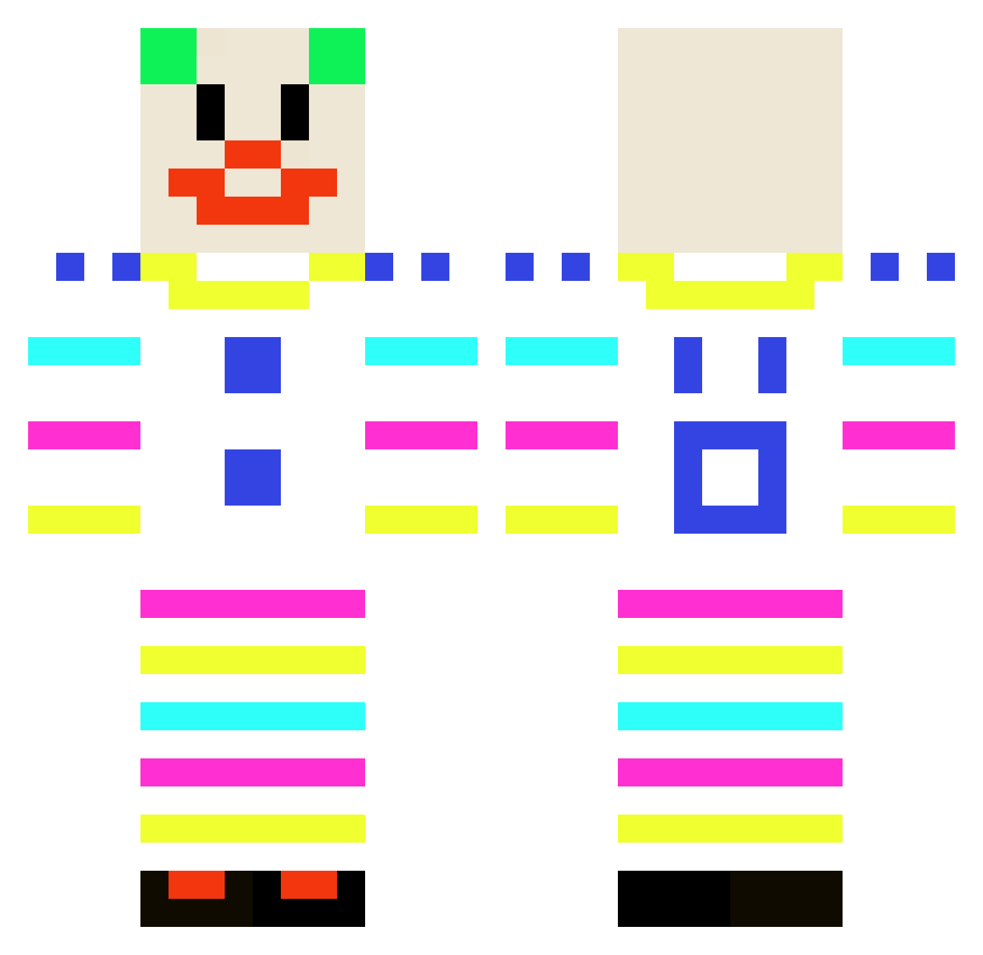 JonnyWithB Minecraft skin, front and back view