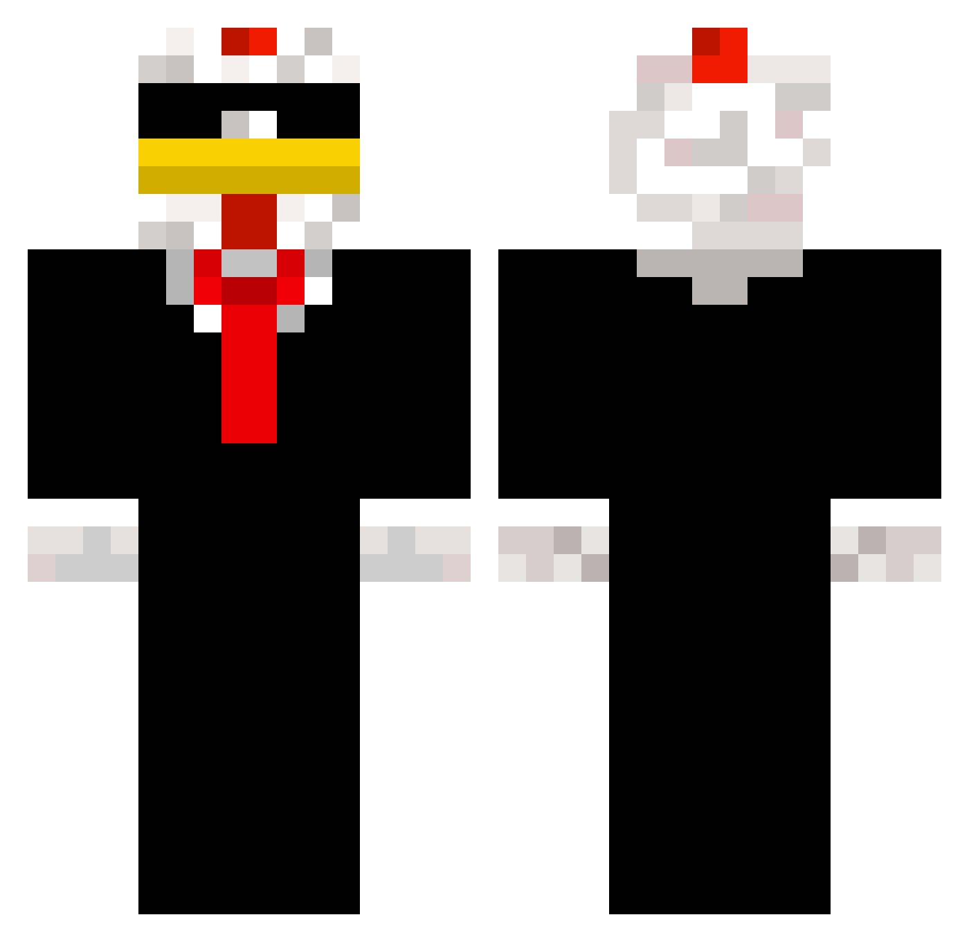 34BesimHD Minecraft skin, front and back view