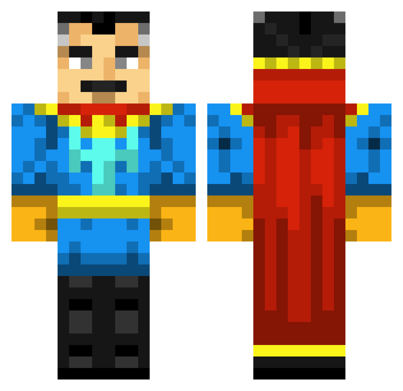 determinator Minecraft skin, front and back view