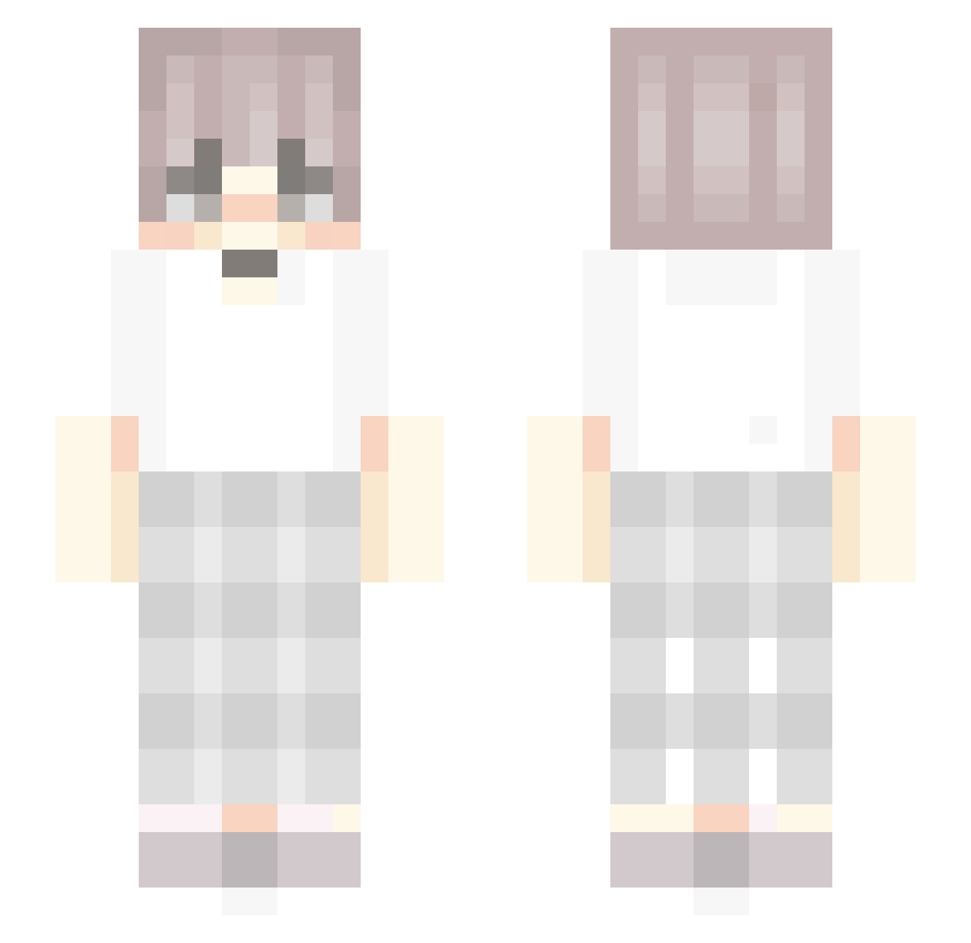 y5ql Minecraft skin, front and back view