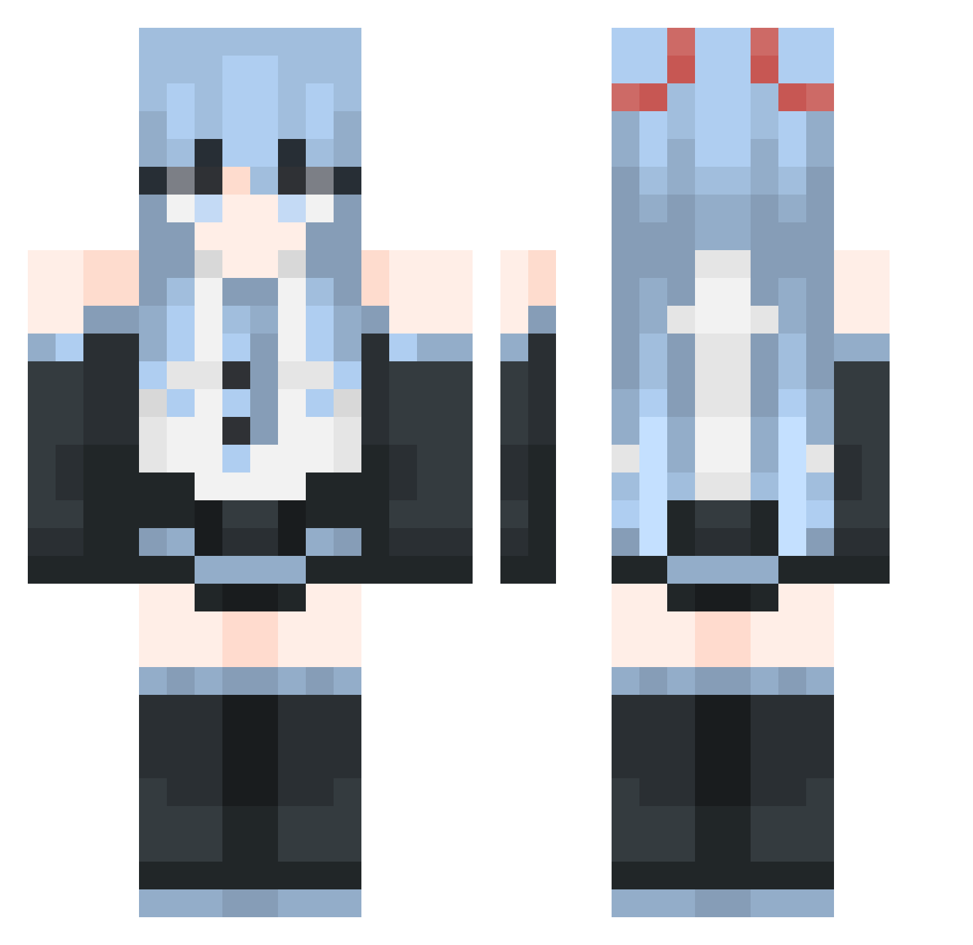 UNDERC0VA Minecraft skin, front and back view