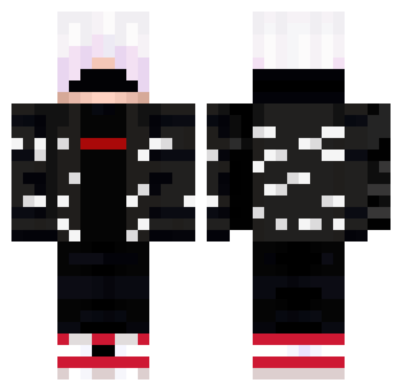 Stalklous Minecraft skin, front and back view