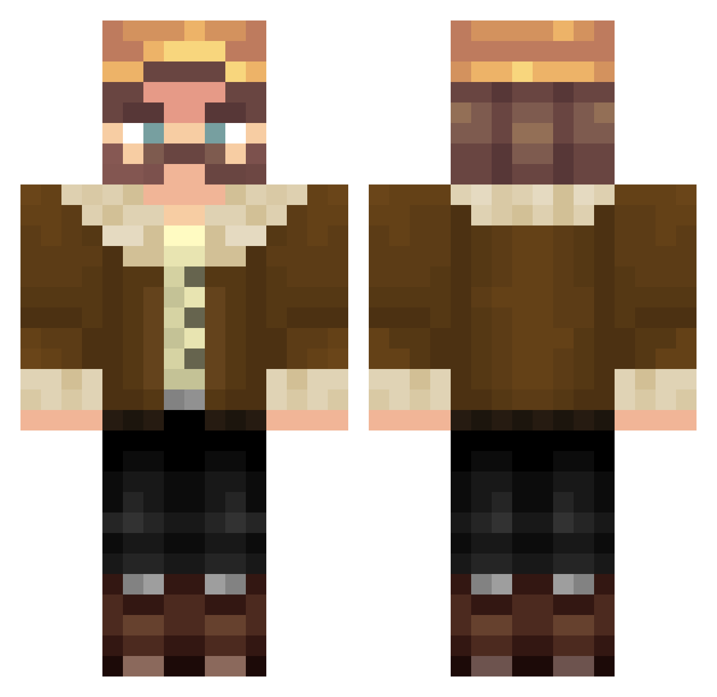 SharkBiteBoi Minecraft skin, front and back view